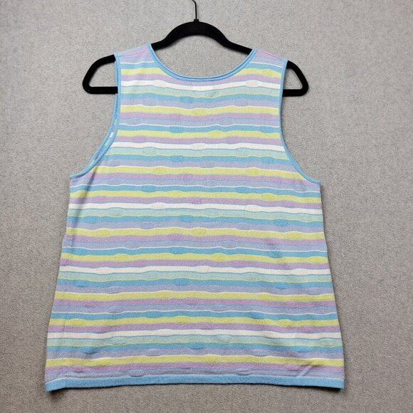 Sigrid Olsen Womens Tank Top Womens Large Knit Career Office Pastel Strip Easter - Picture 13 of 14